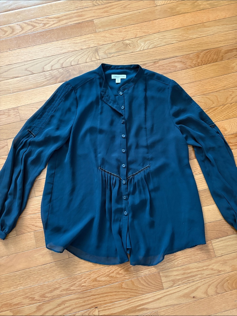 Coldwater Creek Deep Teal Button-Front  Blouse